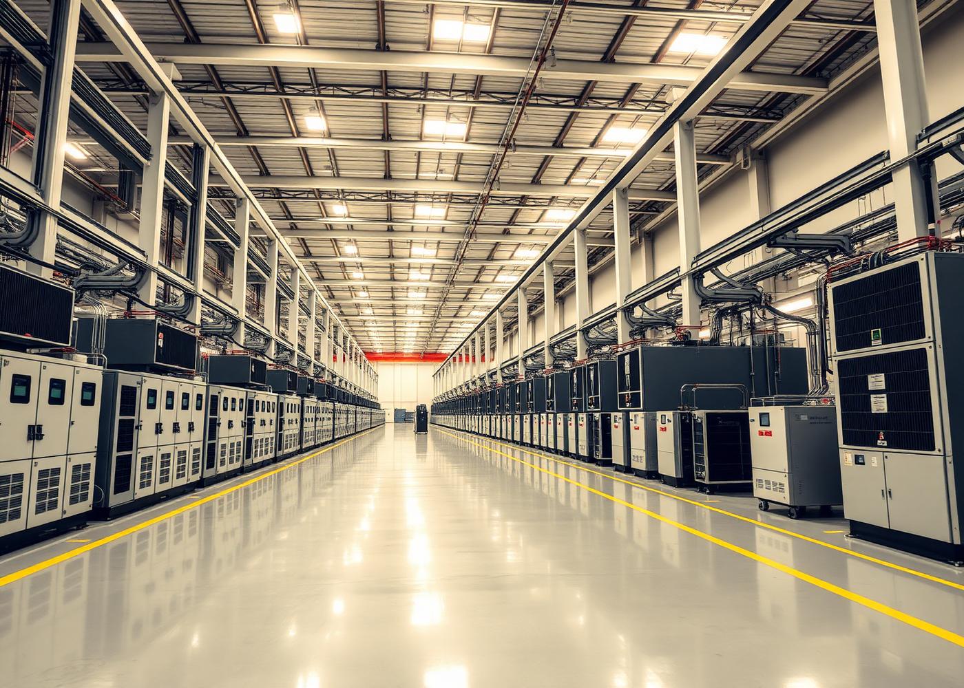 Interior of a large solar and power equipment manufacturing facility